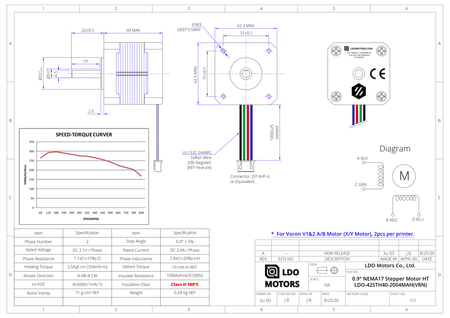 LDO Nema 17 High Temp 0.9 Degree Stepper - LDO - 42STH48 - 2004MAH - Frem3D