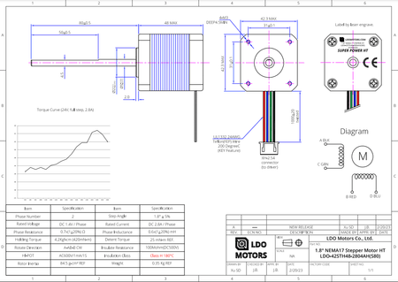 LDO NEMA 17 - LDO - 42STH48 - 2804AH(S55) - Frem3D